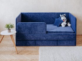 Диван-кровать Happy (синий) в Искитиме - iskitim.mebel-nsk.ru | фото