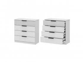 Комод 4 ящика (ЛДСП/МДФ) Эккервуд (белый) в Искитиме - iskitim.mebel-nsk.ru | фото