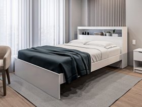 Кровать двуспальная 1,6м Бруклин СБ-3356 (белый) в Искитиме - iskitim.mebel-nsk.ru | фото