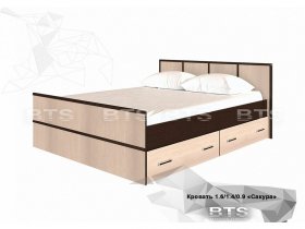 Кровать двуспальная с ящиками 1,4м Сакура (BTS) в Искитиме - iskitim.mebel-nsk.ru | фото