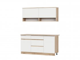 Кухонный гарнитур 1,6м Брауни (дуб делано/белый) в Искитиме - iskitim.mebel-nsk.ru | фото
