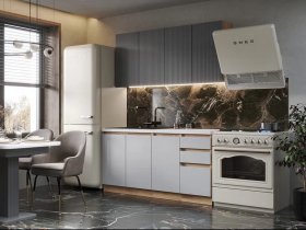 Кухонный гарнитур Ника 1,6 м (графит/серый софт) в Искитиме - iskitim.mebel-nsk.ru | фото
