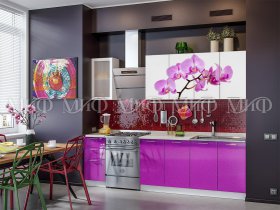 Кухонный гарнитур Орхидея (фиолетовый) в Искитиме - iskitim.mebel-nsk.ru | фото