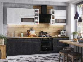 Модульная кухня Бруклин (белый/черный бетон) в Искитиме - iskitim.mebel-nsk.ru | фото