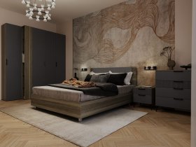 Модульная спальня Борнео (джара темная/хангва) в Искитиме - iskitim.mebel-nsk.ru | фото