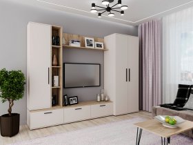 Модульная стенка Верона (сатин/дуб крафт серый) в Искитиме - iskitim.mebel-nsk.ru | фото