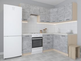 Модульная угловая кухня 1,4м*2,1м Лада (цемент) в Искитиме - iskitim.mebel-nsk.ru | фото