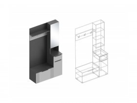 Прихожая правая «Вита» (темно-серый/силк маус серый) в Искитиме - iskitim.mebel-nsk.ru | фото