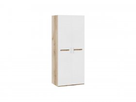 Шкаф двухстворчатый для одежды «Фьюжн» (белый глянец/дуб делано) в Искитиме - iskitim.mebel-nsk.ru | фото