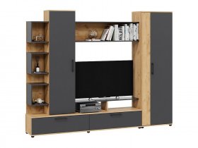 Стенка «Дакота» (дуб крафт золотой/антрацит) в Искитиме - iskitim.mebel-nsk.ru | фото