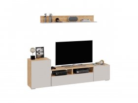 Стенка «Сильвия» (дуб крафт золотой/кашемир) в Искитиме - iskitim.mebel-nsk.ru | фото