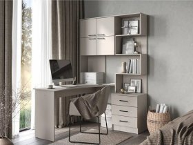 Стол компьютерный №1 Брауни левый (кашемир) в Искитиме - iskitim.mebel-nsk.ru | фото