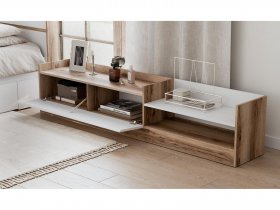 Тумба под ТВ Брауни (дуб делано/белый) в Искитиме - iskitim.mebel-nsk.ru | фото