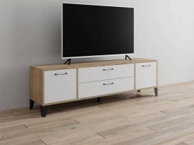 Тумба под ТВ Парус-13 (дуб крафт серый/белый) в Искитиме - iskitim.mebel-nsk.ru | фото